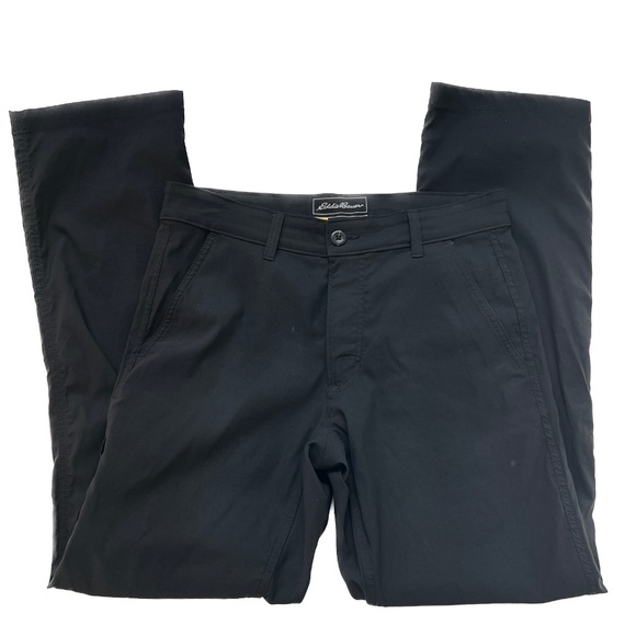 Eddie Bauer Pants Travex Black Size 30 X 32 Flat Front Stretch Hiking Travel - Picture 3 of 8